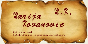 Marija Kovanović vizit kartica